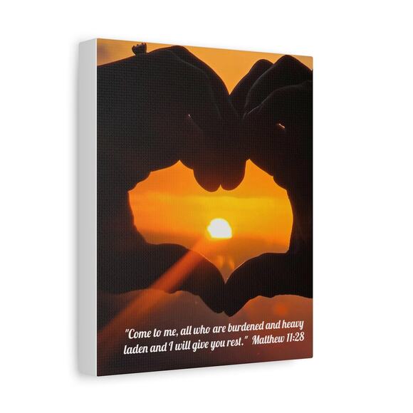 Inspirational Wall Art Canvas - Heart Hands Sunset, Motivational Quote - Picture 2 of 5